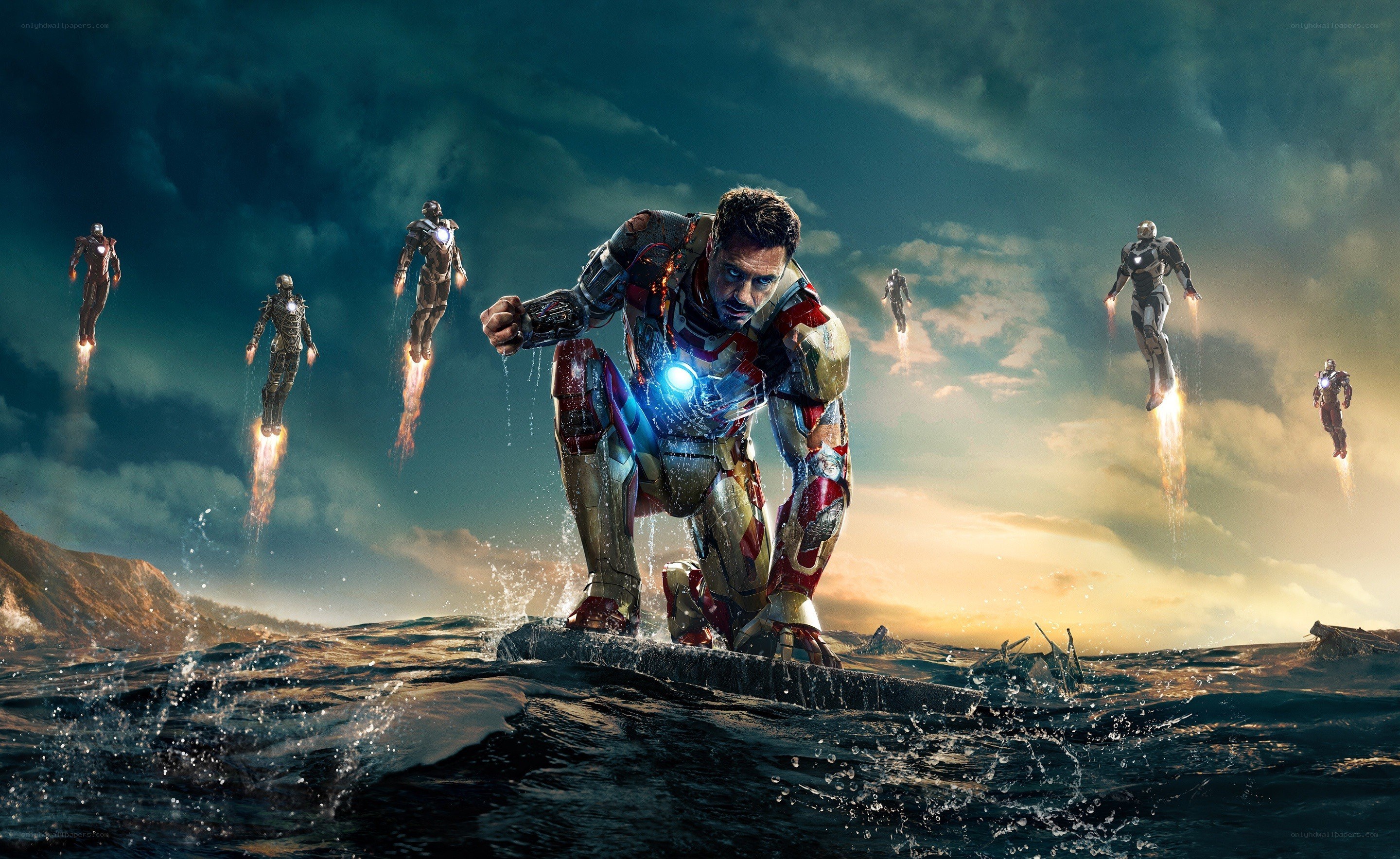 Iron Man emerges from water