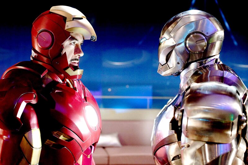 Iron Man facing another suit