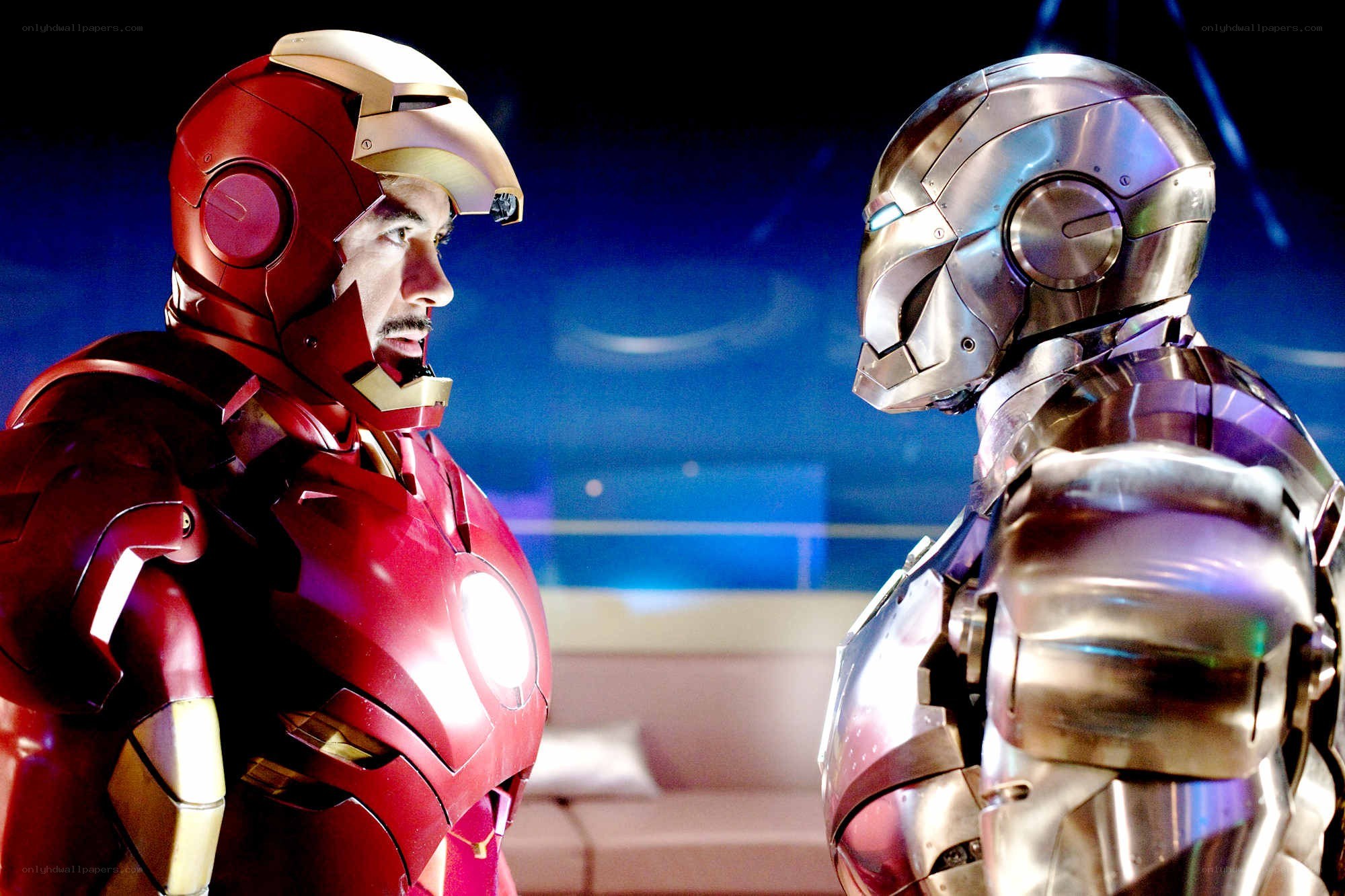 Iron Man facing another suit