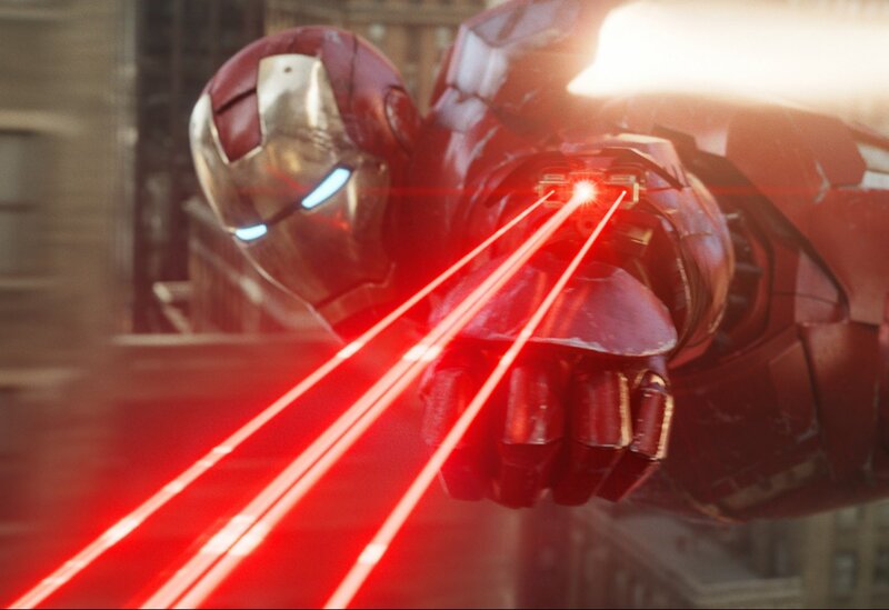 Iron Man Firing Repulsors — Red, Dramatic
