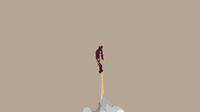 Iron Man Flying — Beige