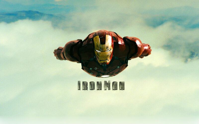 Iron Man flying in the sky