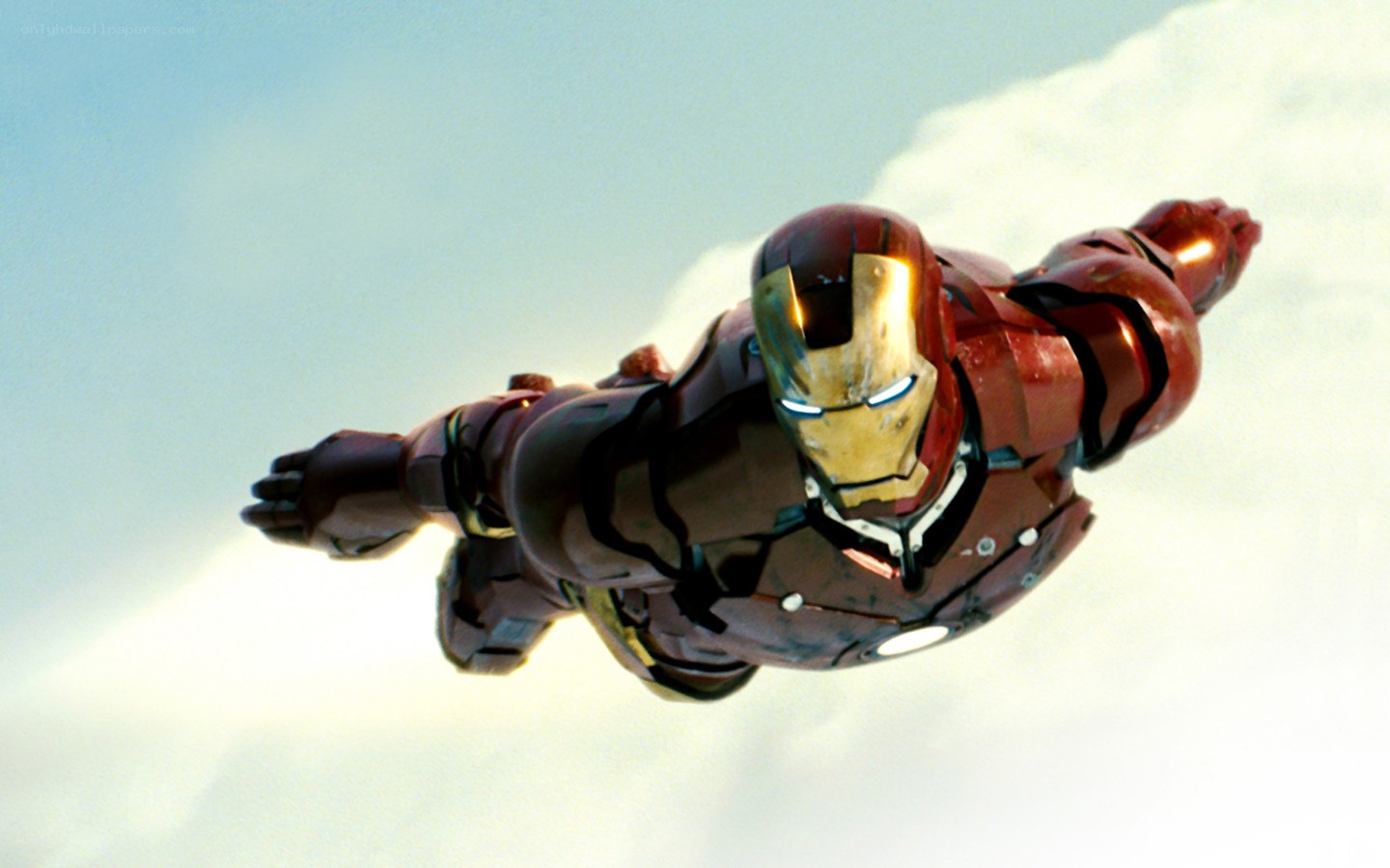 Iron Man flying in the sky