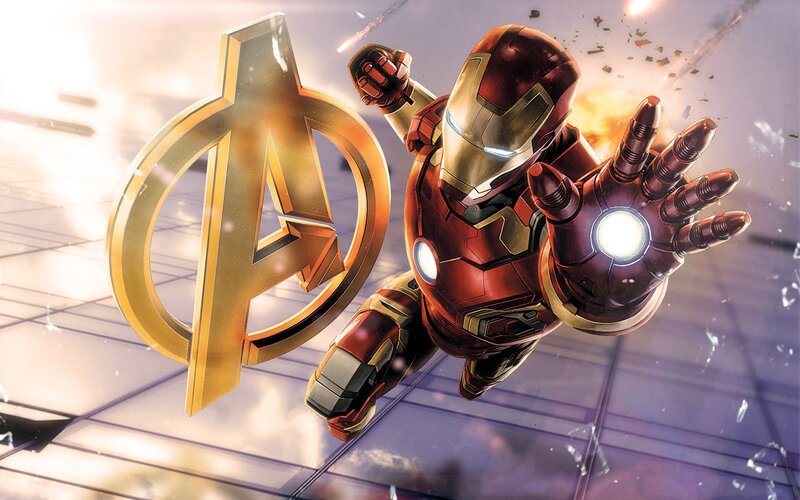 Iron Man Flying — Red, Dramatic, Digital Art