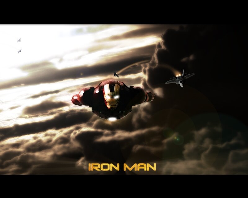 Iron Man Flying — Red, Dramatic, Sunset