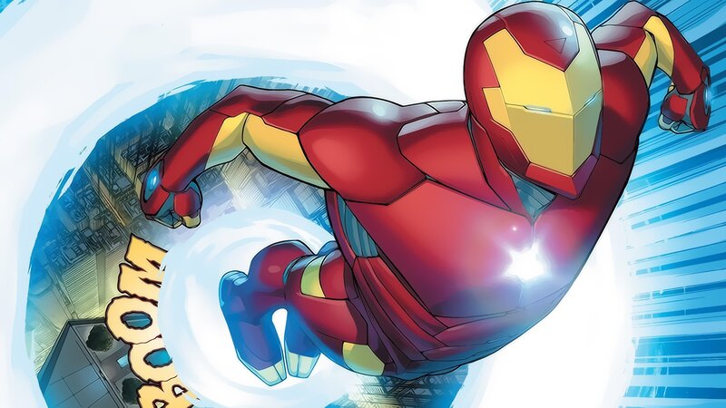 Iron Man Flying — Red, Dynamic, Comic