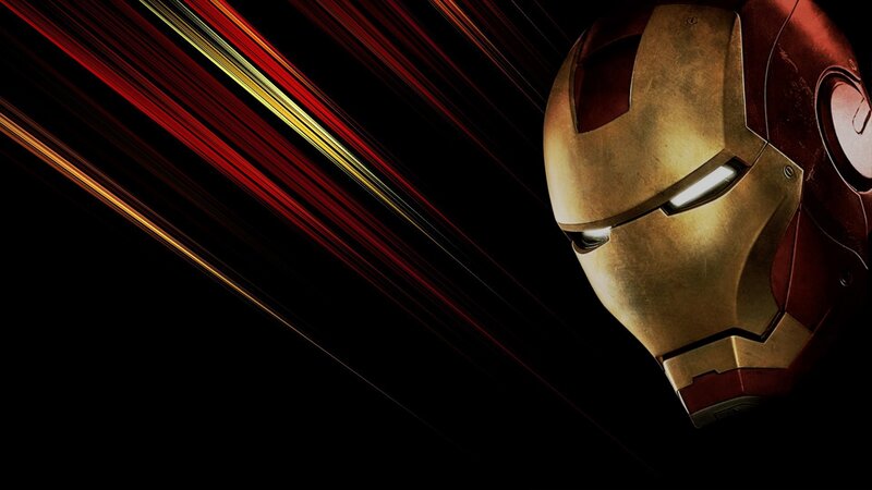 Iron Man Helmet — Black, Dramatic, Digital Art, Light Streaks