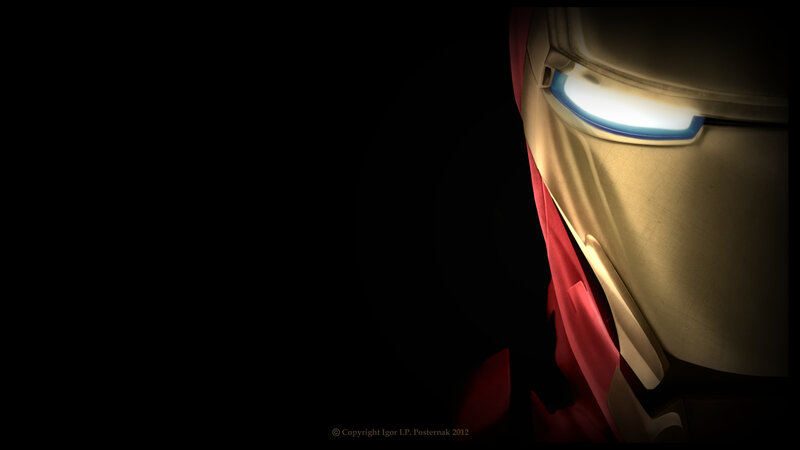 Iron Man Helmet — Black, Dramatic, Digital Art
