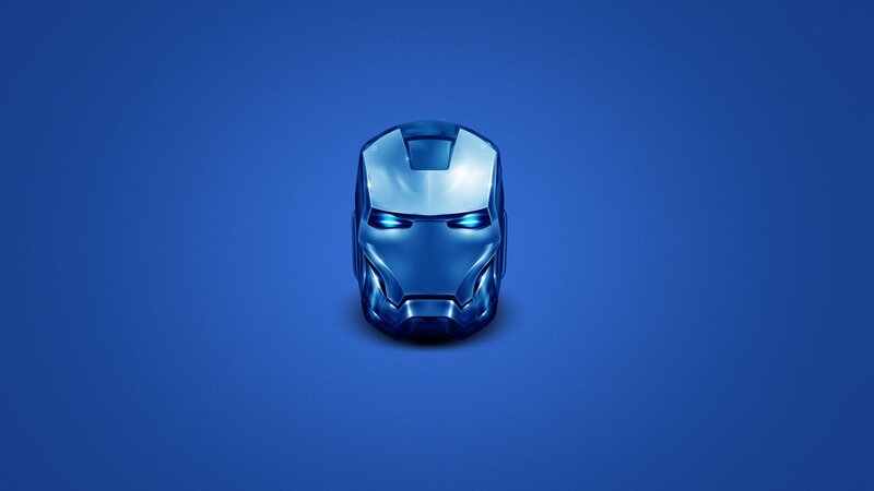 Iron Man Helmet — Blue, Minimalist, 3d Render, Blue Light, Mask