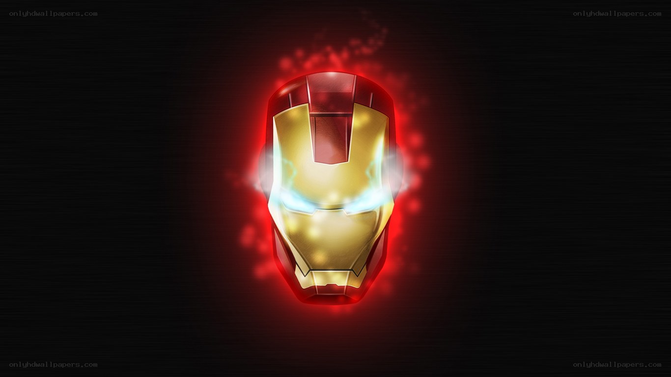 Iron Man helmet glowing red