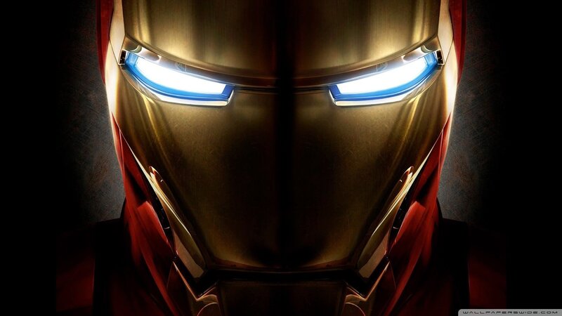 Iron Man Helmet — Gold, Dramatic, Digital Art, Eyes, Light