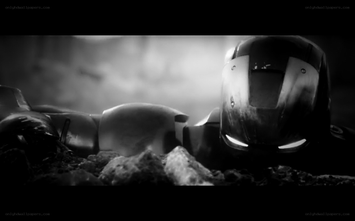 Iron Man helmet in rubble