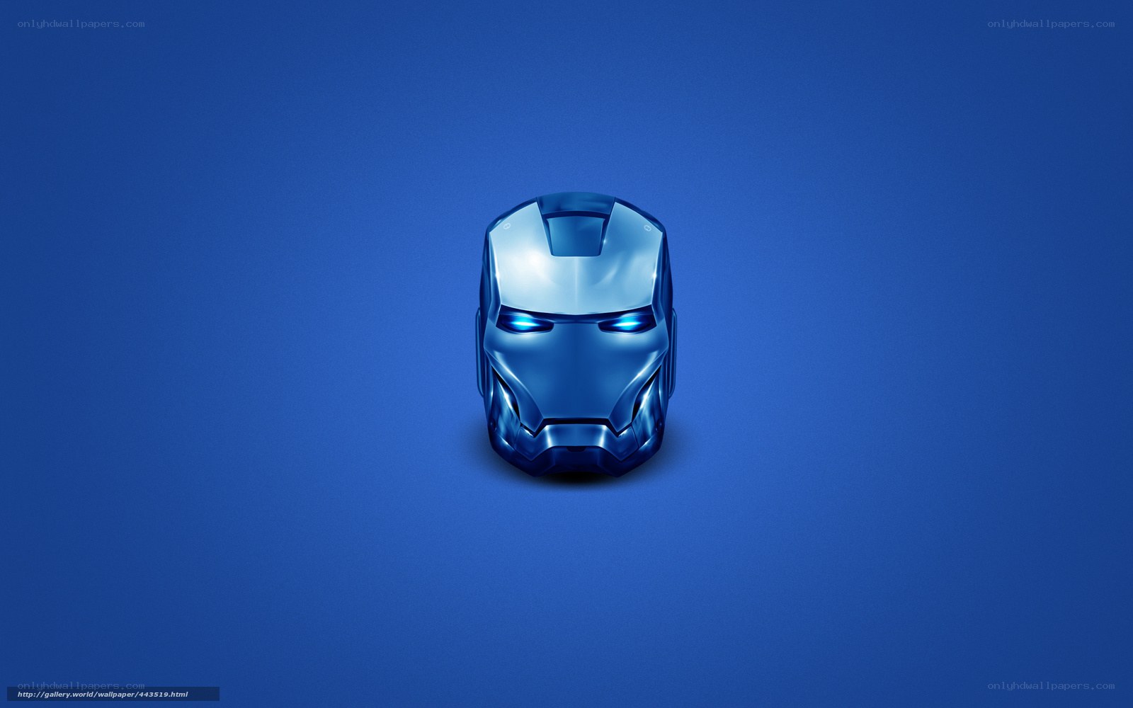 Iron Man helmet on blue