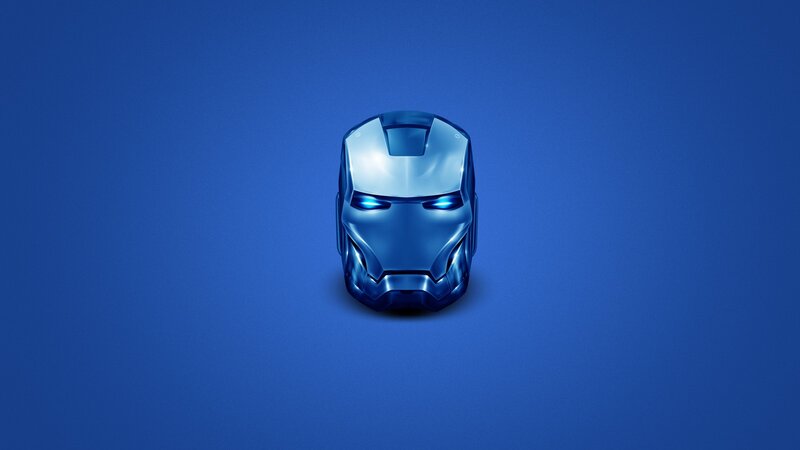 Iron Man helmet on blue