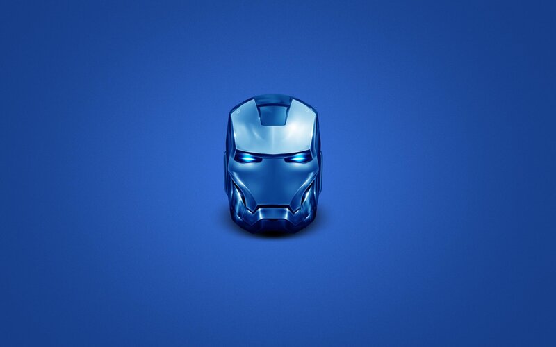 Iron Man helmet on blue