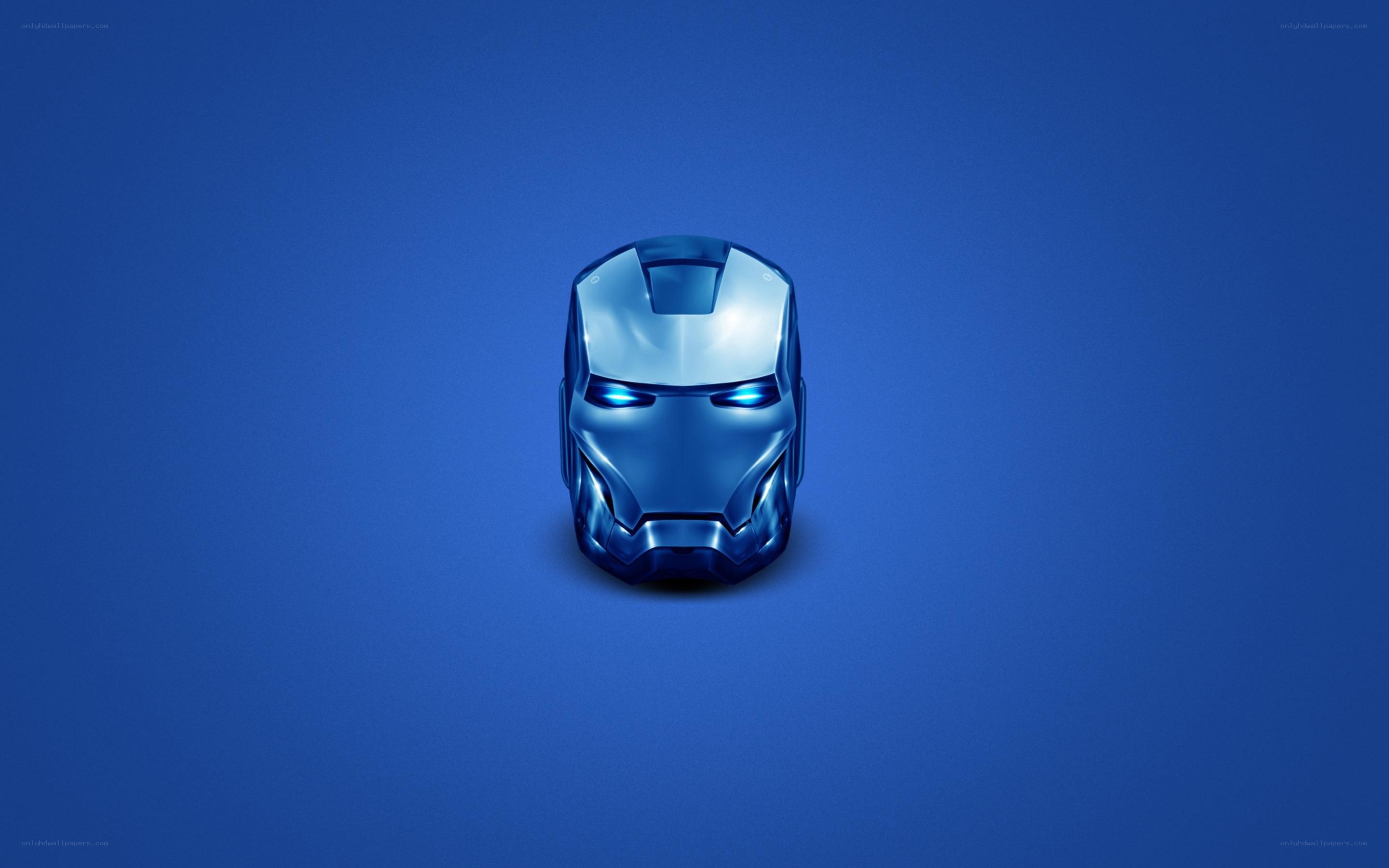 Iron Man helmet on blue