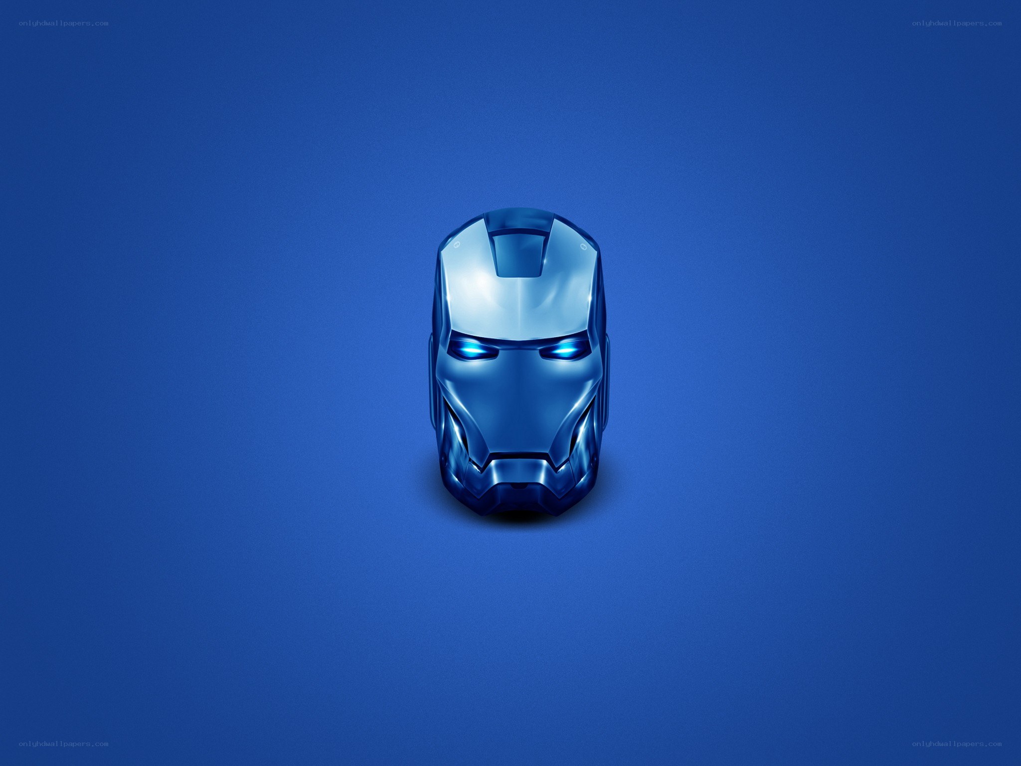 Iron Man helmet on blue background