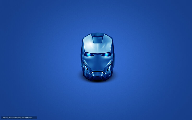 Iron Man helmet on blue