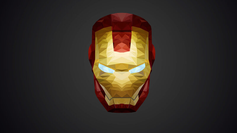 Iron Man Helmet — Red, Dramatic, Digital Art, Mask
