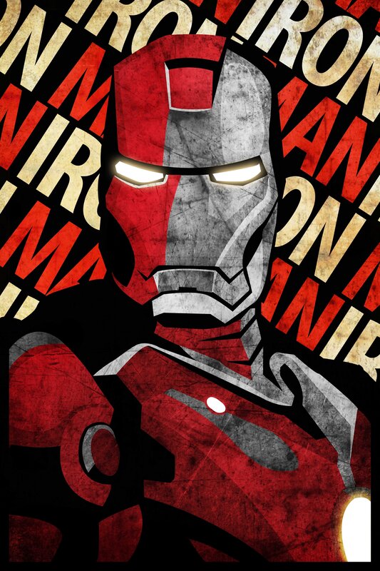 Iron Man Helmet — Red, Dramatic, Digital Art, Text, Armor