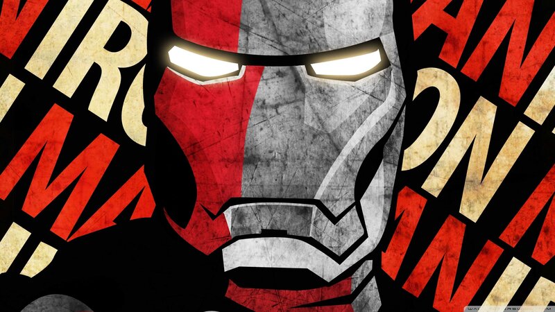 Iron Man Helmet — Red, Dramatic, Digital Art, Text, Gray