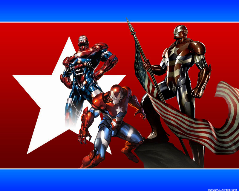 Iron Man heroes in patriotic armor