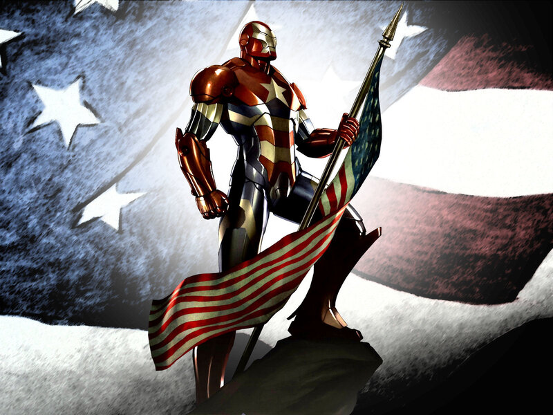 Iron Man Holding Flag