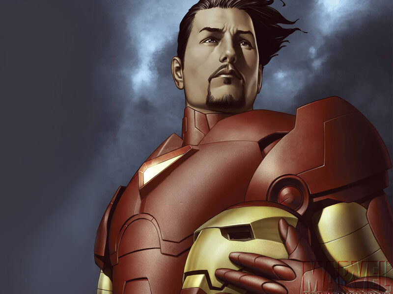Iron Man Holding Helmet — Red