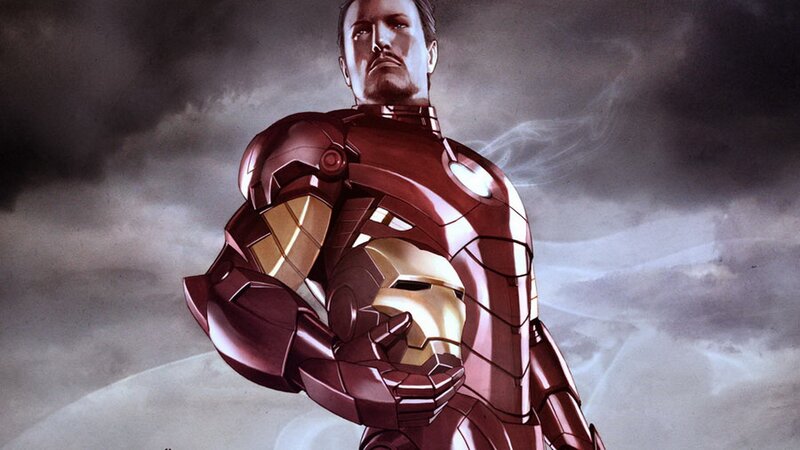 Iron Man holding his helmet