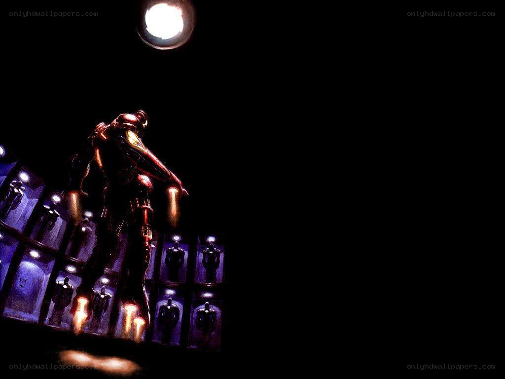 Iron Man in a dark room