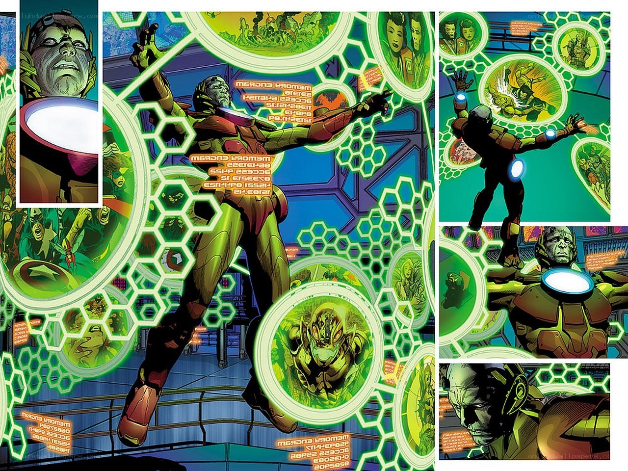 Iron Man in a holographic interface