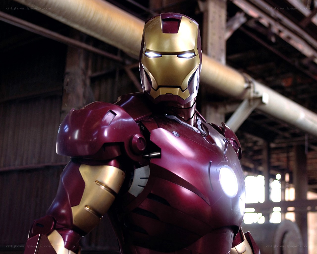 Iron Man in a warehouse