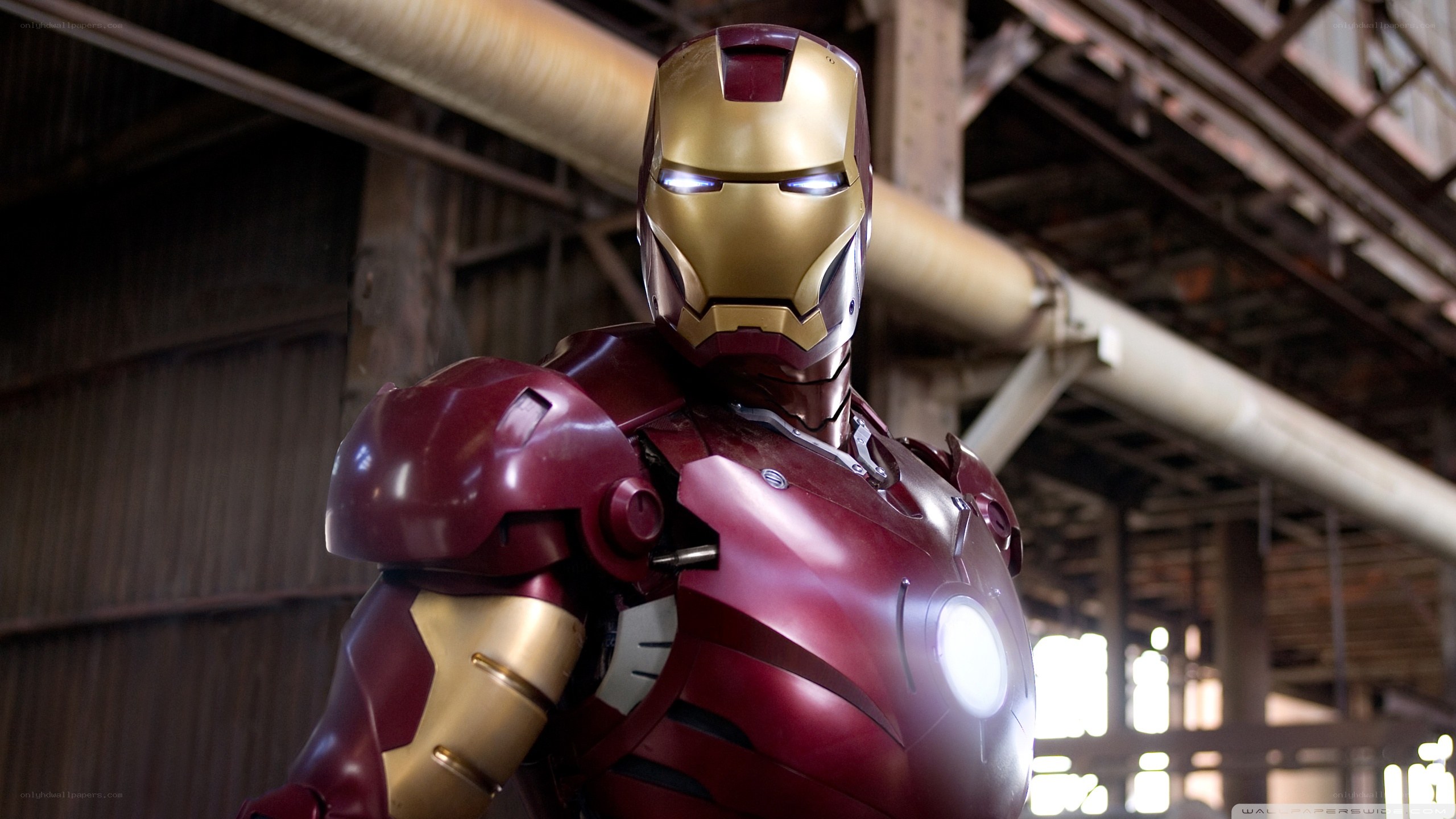 Iron Man in a warehouse