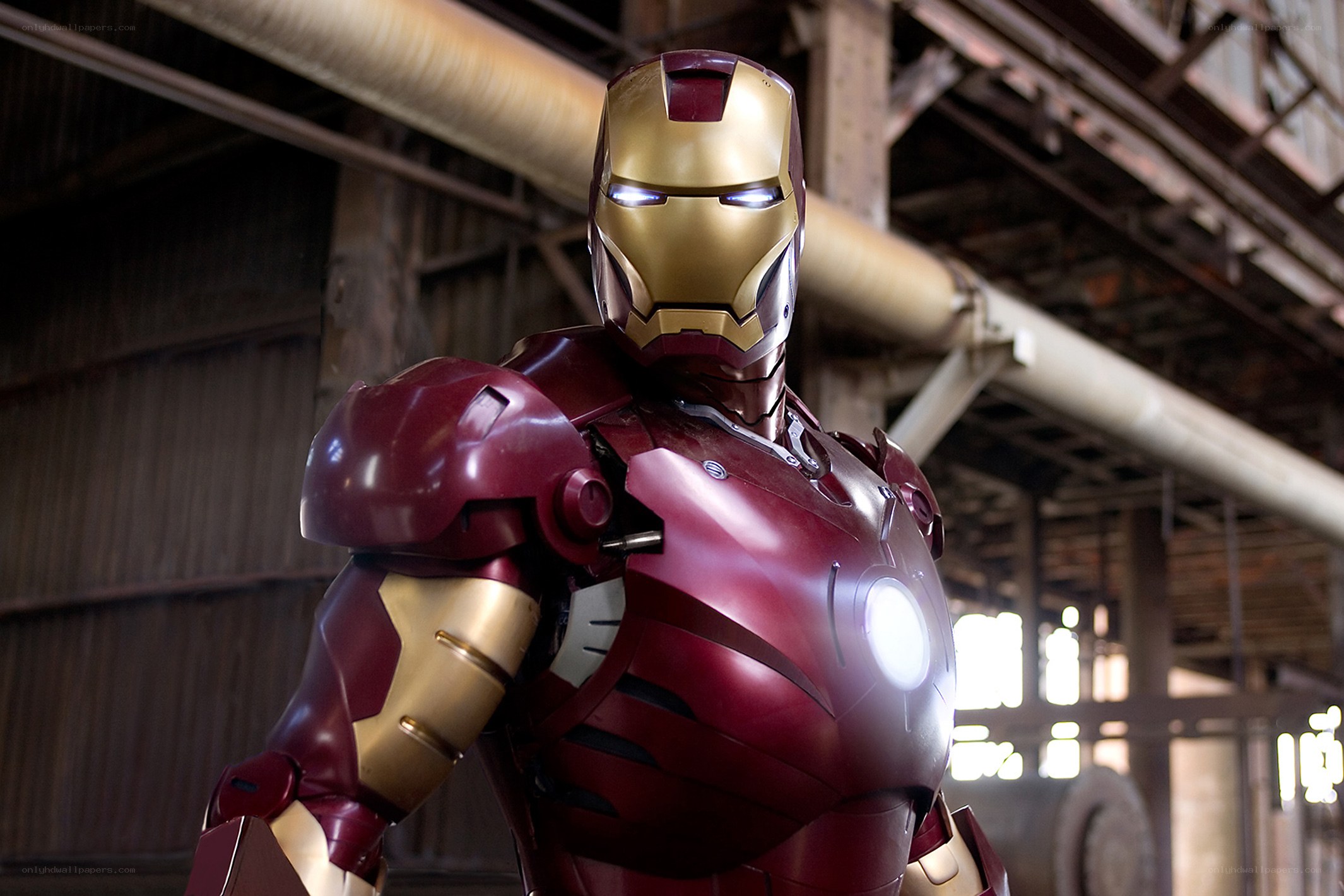 Iron Man in a warehouse