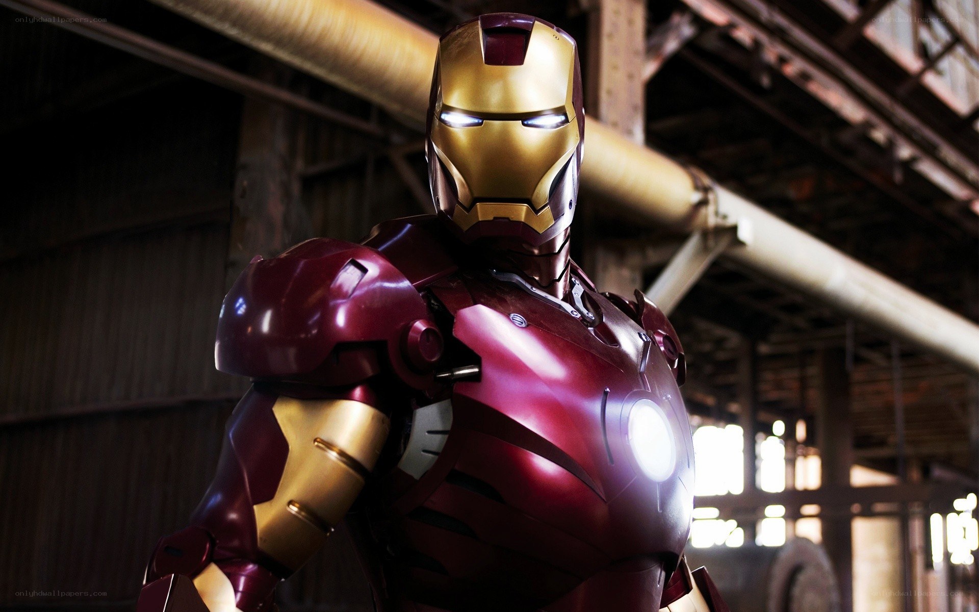 Iron Man in a warehouse