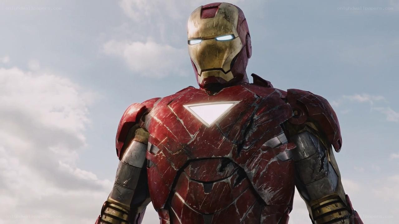 Iron Man in battle-damaged armor