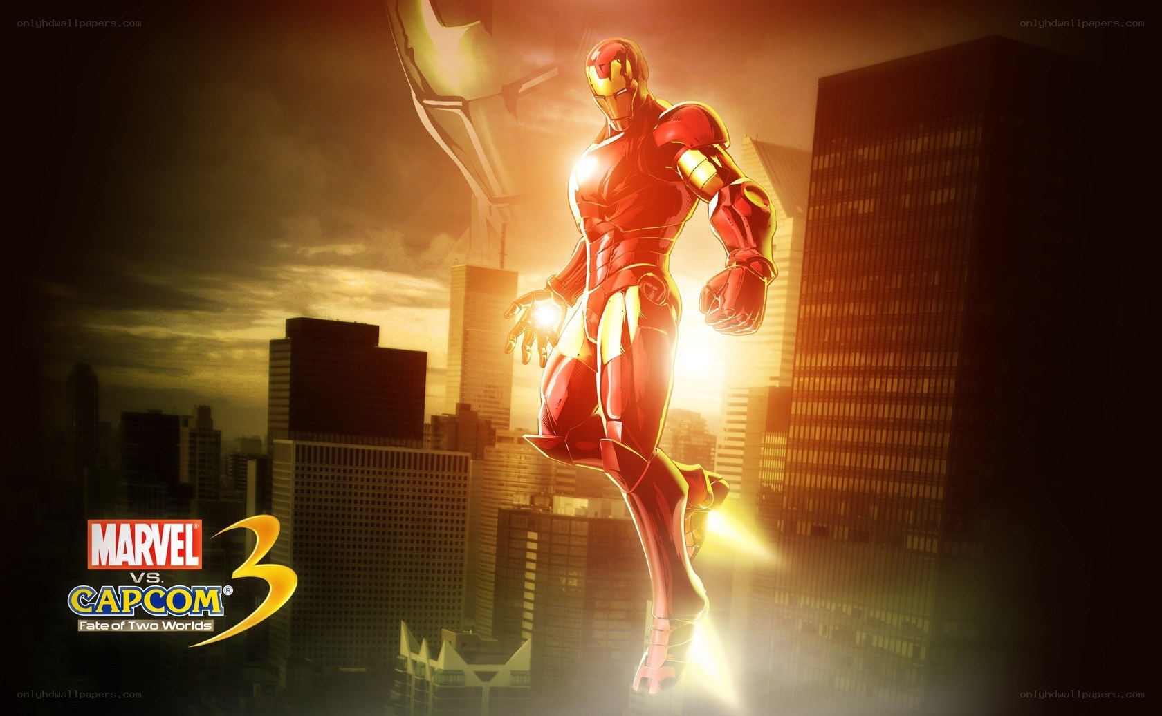 Iron Man in cityscape