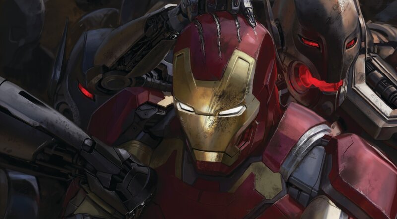 Iron Man in Damaged Armor — Red, Dramatic, Digital Art