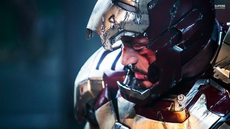 Iron Man in Damaged Armor — Red, Dramatic, Photograph, Face, Helmet