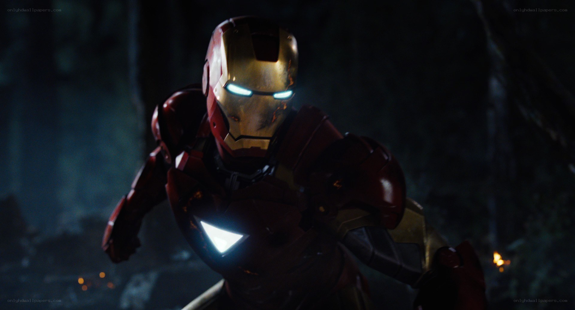 Iron Man in dark cave
