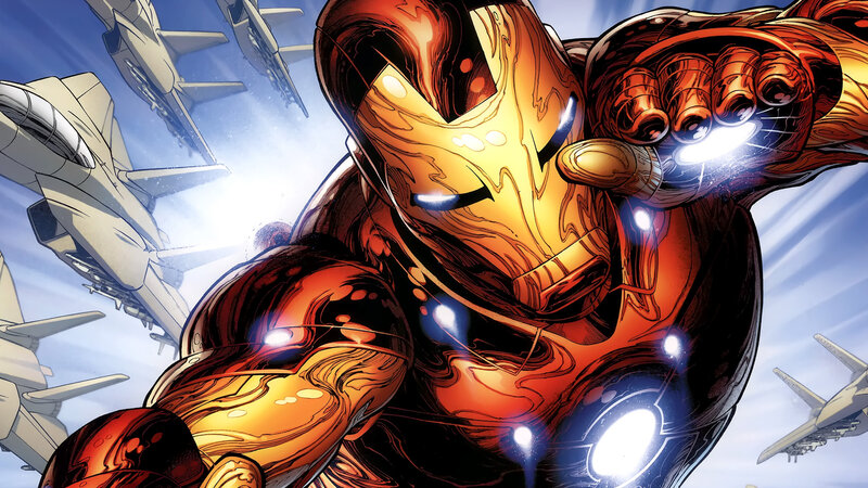 Iron Man in Flight — Red, Dramatic, Comic, Jet Fighters