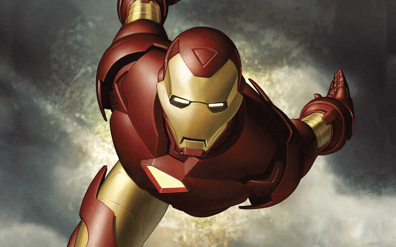 Iron Man in Flight — Red, Dramatic, Digital Art