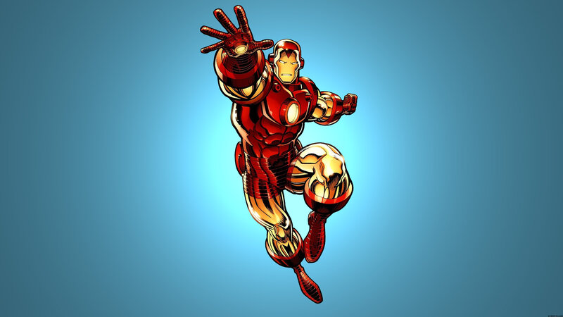 Iron Man in Flight — Red, Dynamic, Comic