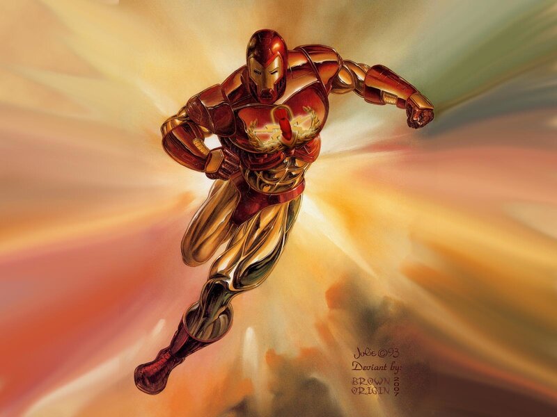 Iron Man in Flight — Red, Dynamic, Digital Art, Armor