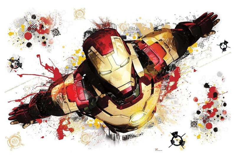 Iron Man in Flight — Red, Dynamic, Digital Art, Splatter Art