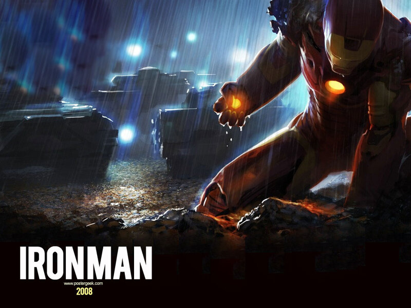 Iron Man in Rain — Red, Dramatic, Night