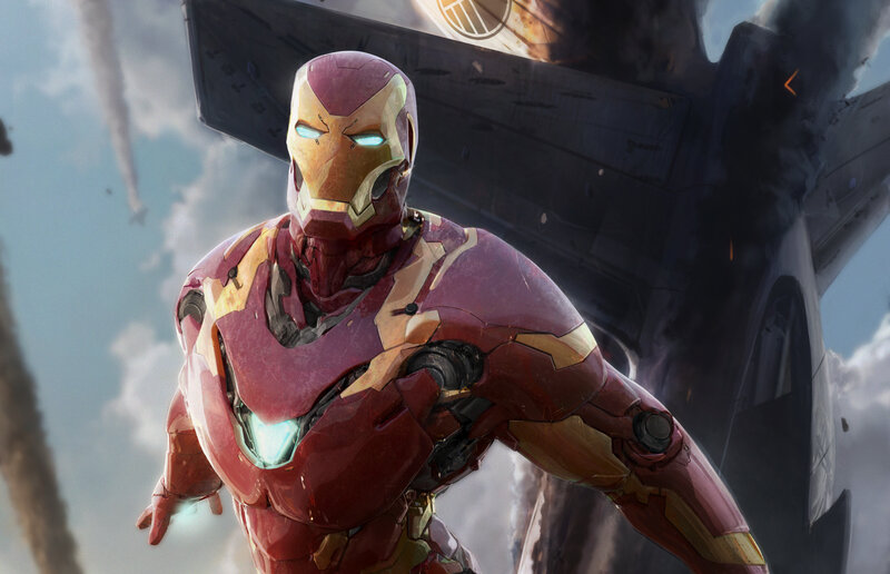 Iron Man in Red Armor — Dramatic, Digital Art, Aircraft