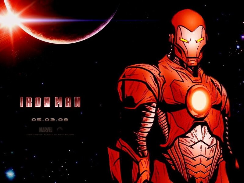 Iron Man in Red Armor — Dramatic, Night, Comic