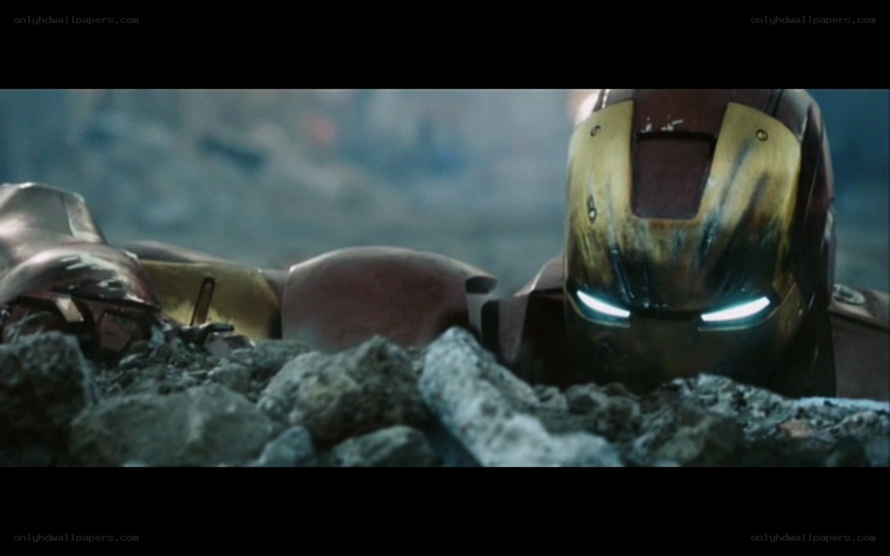 Iron Man in rubble