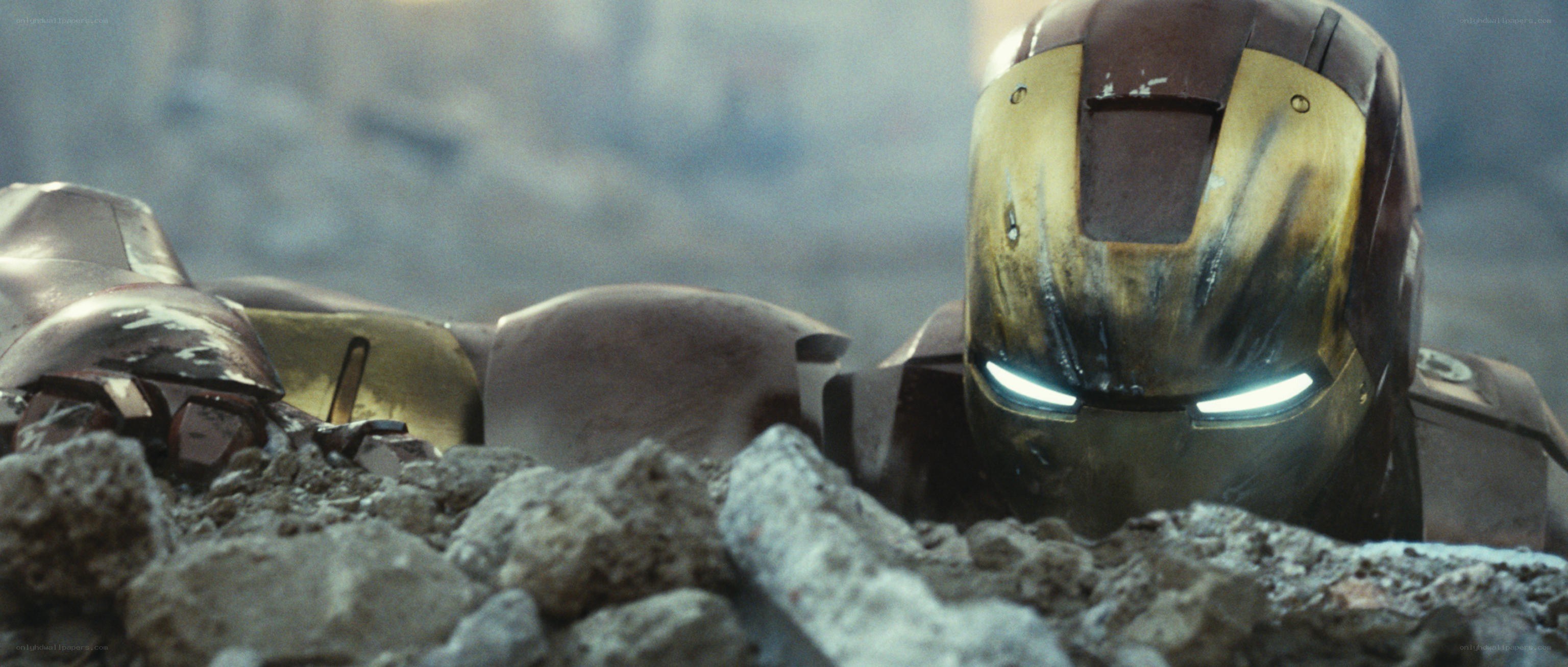 Iron Man in rubble